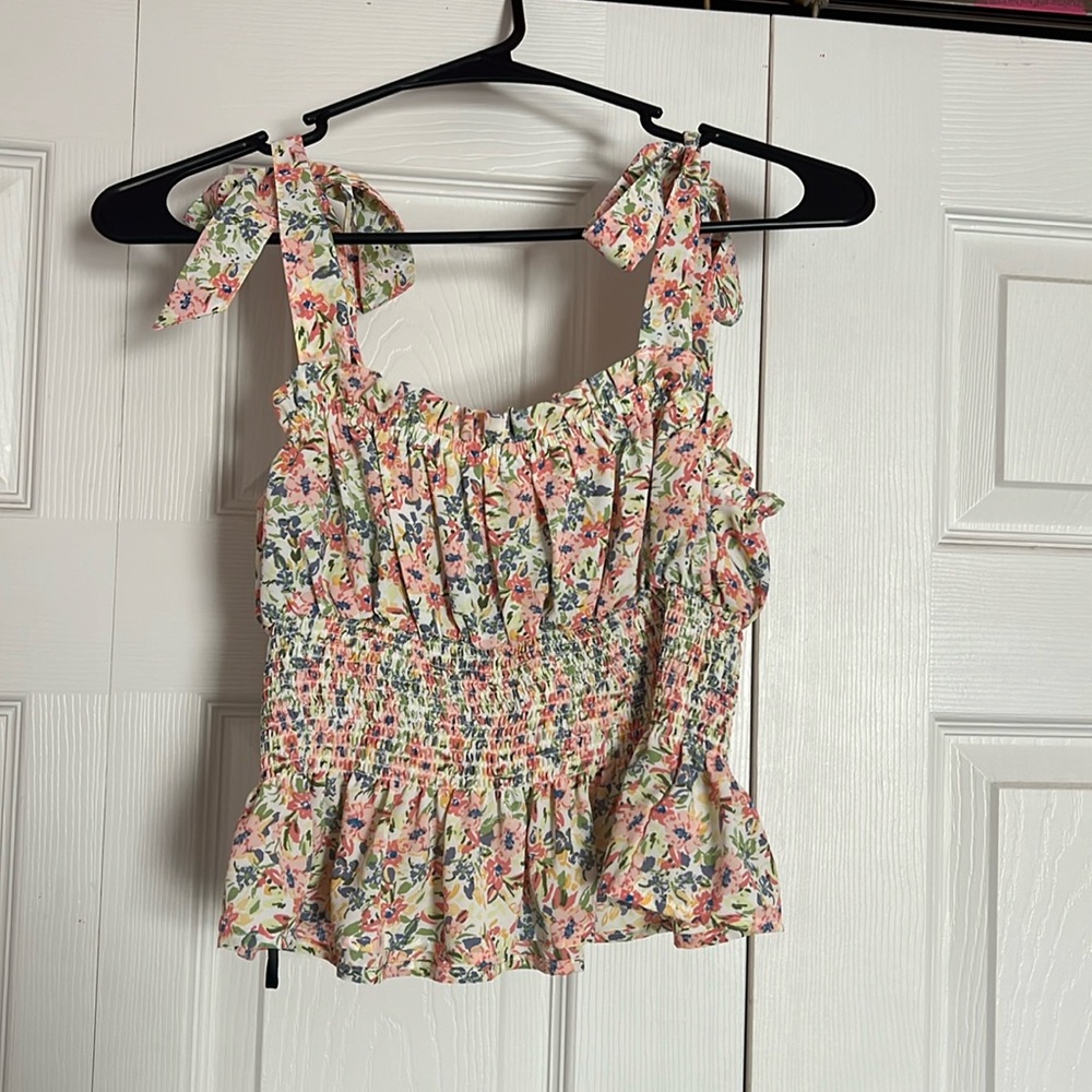 Knot Shoulder Ruffle Tank Top